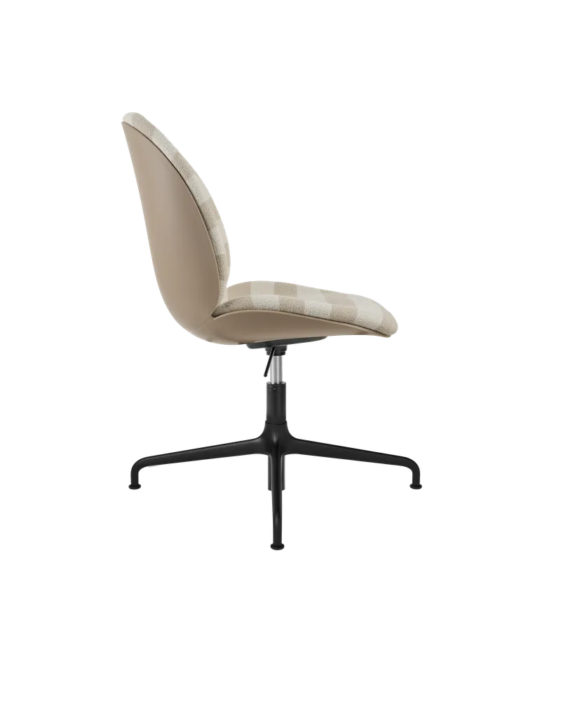 Beetle Meeting Chair, 3D Veneer & Front Upholstered by GUBI in Kvadrat Sahco, Acca Stripe 0131, New Beige, Height adjustable 4-star base, Matt Black – product photo 2 of 5
