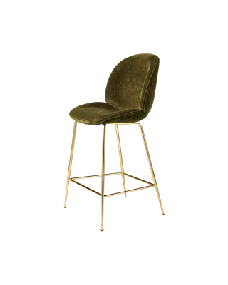 Beetle Counter Chair, Fully Upholstered von GUBI in Conic base, Brass Semi Matt, Mumble, Glamour Group (40, Standard) – Produktfoto 4 von 4