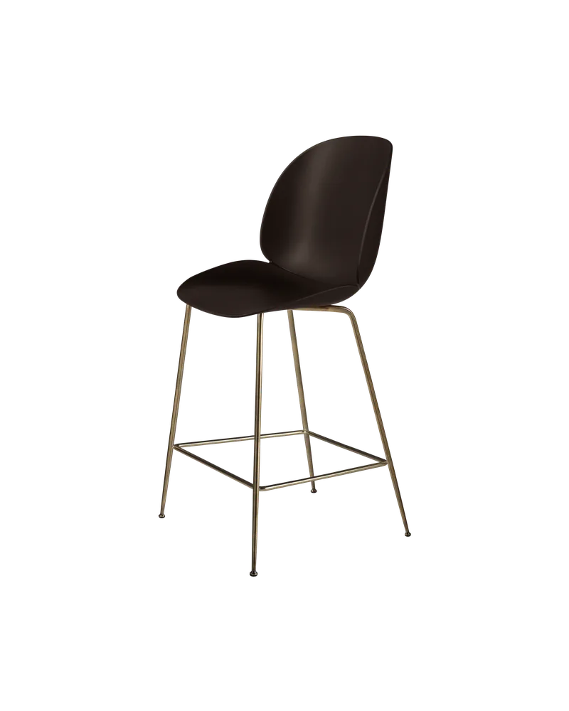 Beetle Counter Chair, Un-Upholstered von GUBI in Mocha Brown, Antique Brass, Conic base – Produktfoto 3 von 3