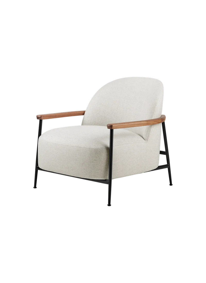 Sejour Lounge Chair, with armrest de GUBI en Flair Special FR, Dedar (201, Standard), Matt Black – photo du produit