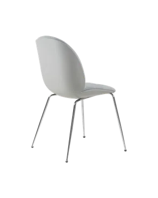 Beetle Dining Chair, Front Upholstered von GUBI in Kvadrat Sahco, Acca Stripe 0731, Chrome, Lunar Gray – Produktfoto 4 von 5