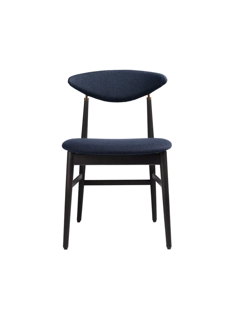 Gent Dining Chair, Fully Upholstered by GUBI in Vidar 4, Kvadrat Raf Simons (0554, Standard), Black Stained Ash Semi Matt Lacquered – product photo