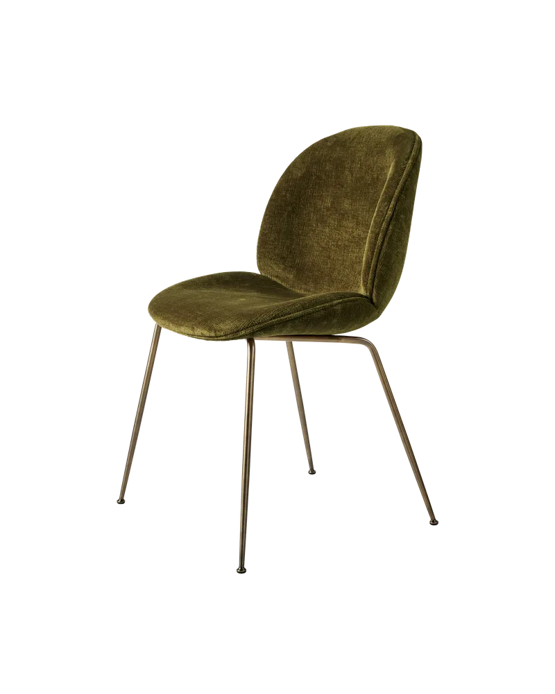 Beetle Dining Chair, Fully Upholstered van GUBI in Mumble, Glamour Group (40, Standard), Conic base, Antique Brass – productfoto 5 van 5