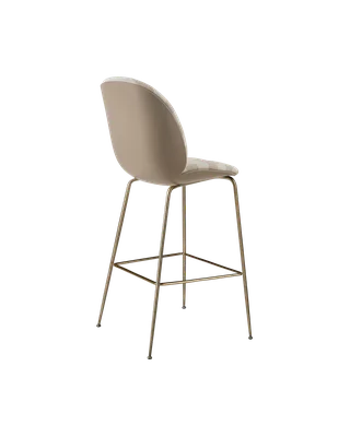 Beetle Bar Chair, 3D Veneer & Front Upholstered de GUBI en Kvadrat Sahco, Acca Stripe 0131, New Beige, Antique Brass – photo du produit 2 sur 4