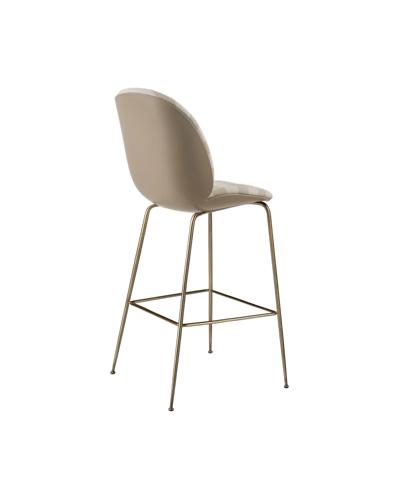 Beetle Bar Chair, 3D Veneer & Front Upholstered de GUBI en Kvadrat Sahco, Acca Stripe 0131, New Beige, Antique Brass – photo du produit 2 sur 4