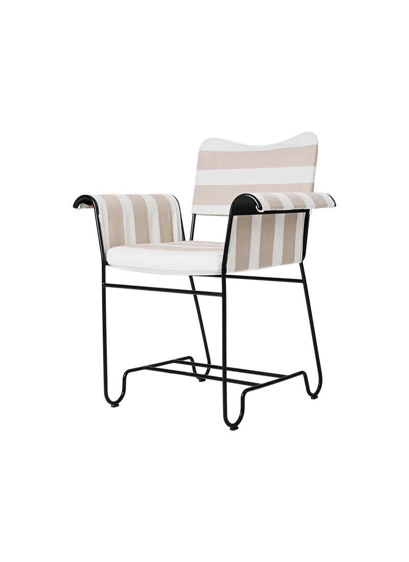 Tropique Dining Chair by GUBI in Leslie Stripe, Limonta (040, Standard), None, Classic Black – product photo