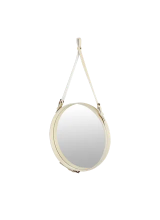 Adnet Wall Mirror, Circular by GUBI in Cream Leather, Ø58 cm – product photo 3 of 4