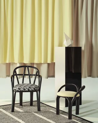 Bistra Dining Armchair by GUBI in Reales Pattern, GUBI (003, Standard), Ebony Painted Rattan – interior photo 3 of 7