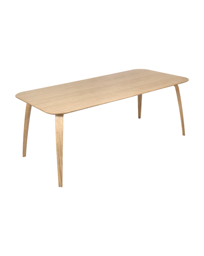 GUBI Dining Table, Rectangular de GUBI en Oak Semi Matt Lacquered, Oak Semi Matt Lacquered, 100 × 200 cm – photo du produit