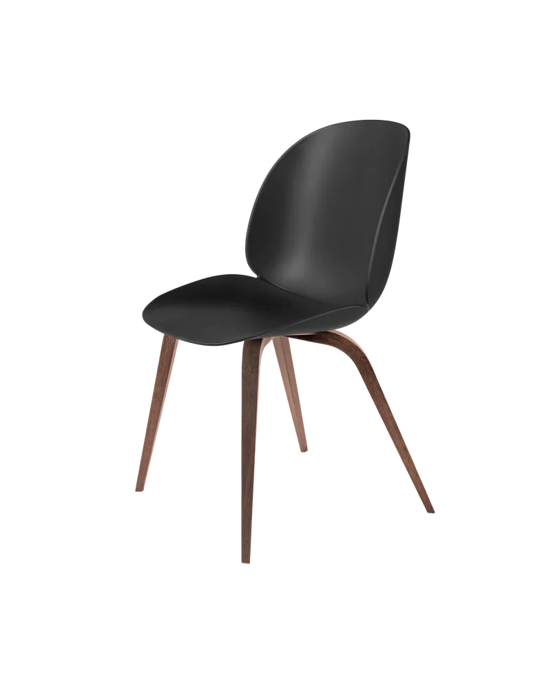 Beetle Dining Chair, Un-Upholstered von GUBI in Black, Wood base, American Walnut – Produktfoto 3 von 3