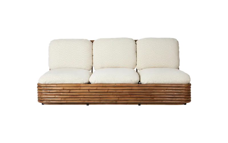 Bohemian 72 Sofa van GUBI in Chevron Outdoor FR, Dedar (002, Standard), Rattan, 3 seater – productfoto 3 van 5