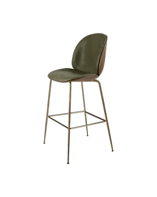 Beetle Bar Chair, 3D Veneer & Front Upholstered by GUBI in Soft Leather, GUBI (Army, Standard), American Walnut Semi Matt Lacquered, Antique Brass – product photo 2 of 2