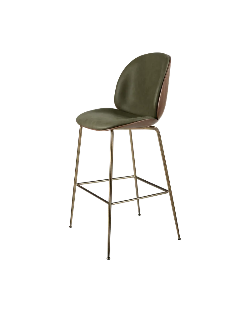 Beetle Bar Chair, 3D Veneer & Front Upholstered by GUBI in Soft Leather, GUBI (Army, Standard), American Walnut Semi Matt Lacquered, Antique Brass – product photo 2 of 2