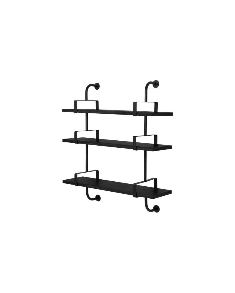 Démon Shelf van GUBI in Black Stained Ash Semi Matt Lacquered, 3 Shelves, Small – productfoto