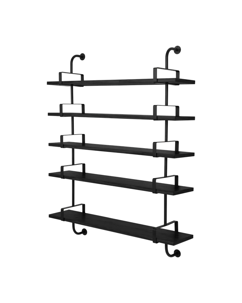 Démon Shelf van GUBI in Black Stained Ash Semi Matt Lacquered, 5 Shelves, Medium – productfoto