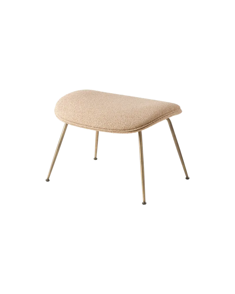 Beetle Ottoman by GUBI in Around Bouclé, Dedar (004, Standard), Antique Brass – product photo