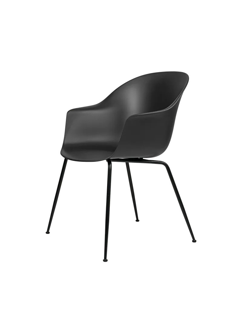 Bat Dining Chair, Un-Upholstered by GUBI in Black, Matt Black, Conic base – product photo 4 of 4