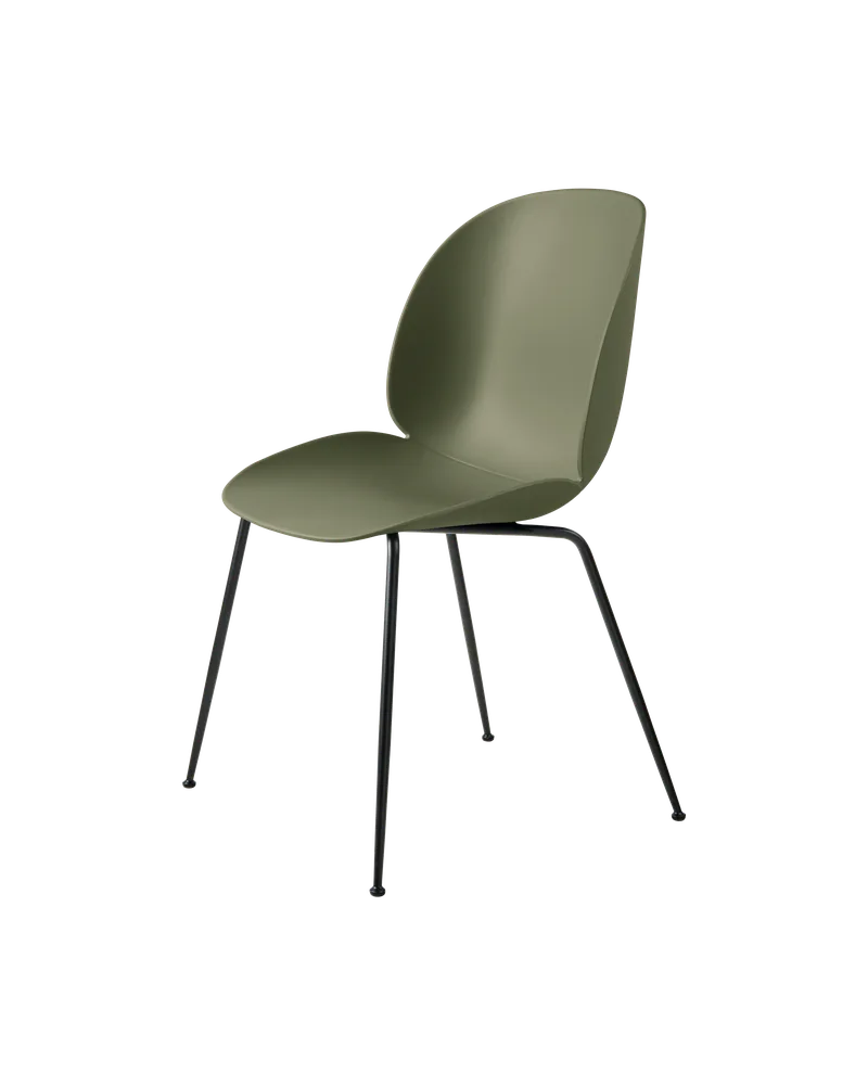 Beetle Dining Chair, Un-Upholstered van GUBI in Fern Green, Conic base, Matt Black – productfoto 3 van 3