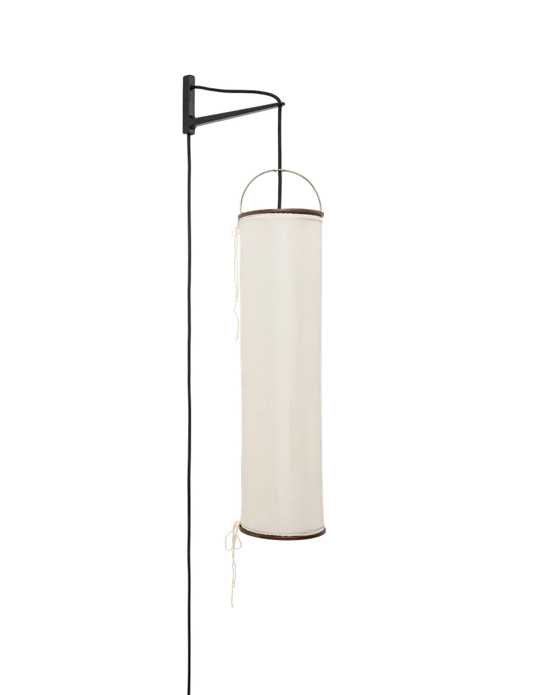 Silk Lantern Wall Lamp von GUBI in Natural White Silk, Black Semi Matt, EU – Produktfoto