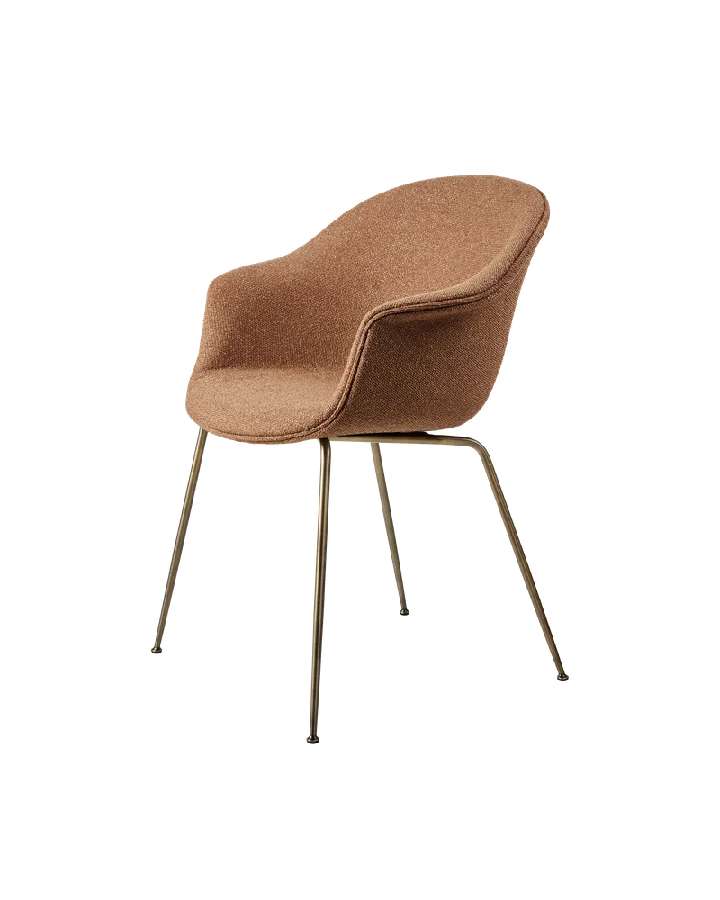 Bat Dining Chair, Fully Upholstered by GUBI in Around Bouclé, Dedar (032, Standard), Conic base, Antique Brass – product photo 1 of 4