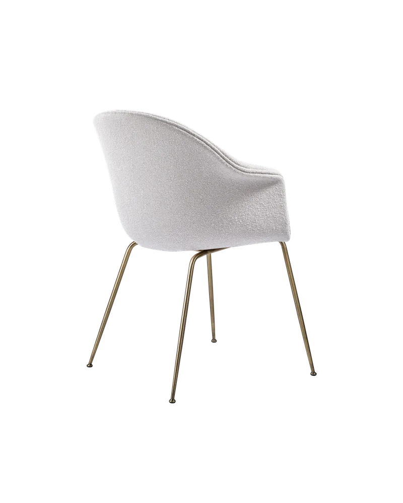 Bat Dining Chair, Fully Upholstered by GUBI in Light Bouclé, GUBI (001, Standard), Conic base, Antique Brass – product photo 2 of 4