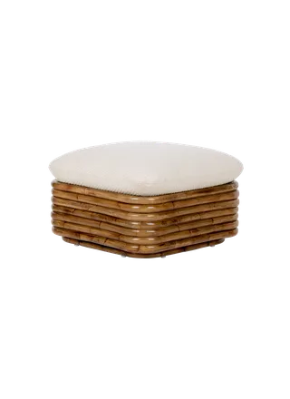 Bohemian 72 Ottoman by GUBI in Lupo Special Diagonal Bouclé, Dedar (007, Standard), Rattan – product photo 3 of 3