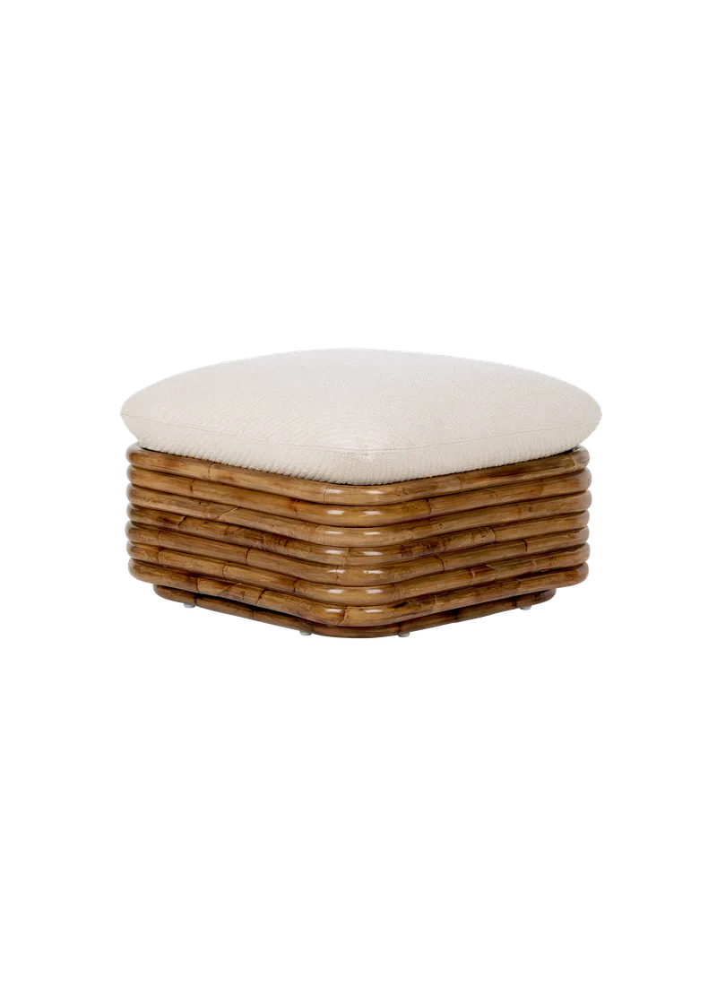 Bohemian 72 Ottoman by GUBI in Lupo Special Diagonal Bouclé, Dedar (007, Standard), Rattan – product photo 3 of 3