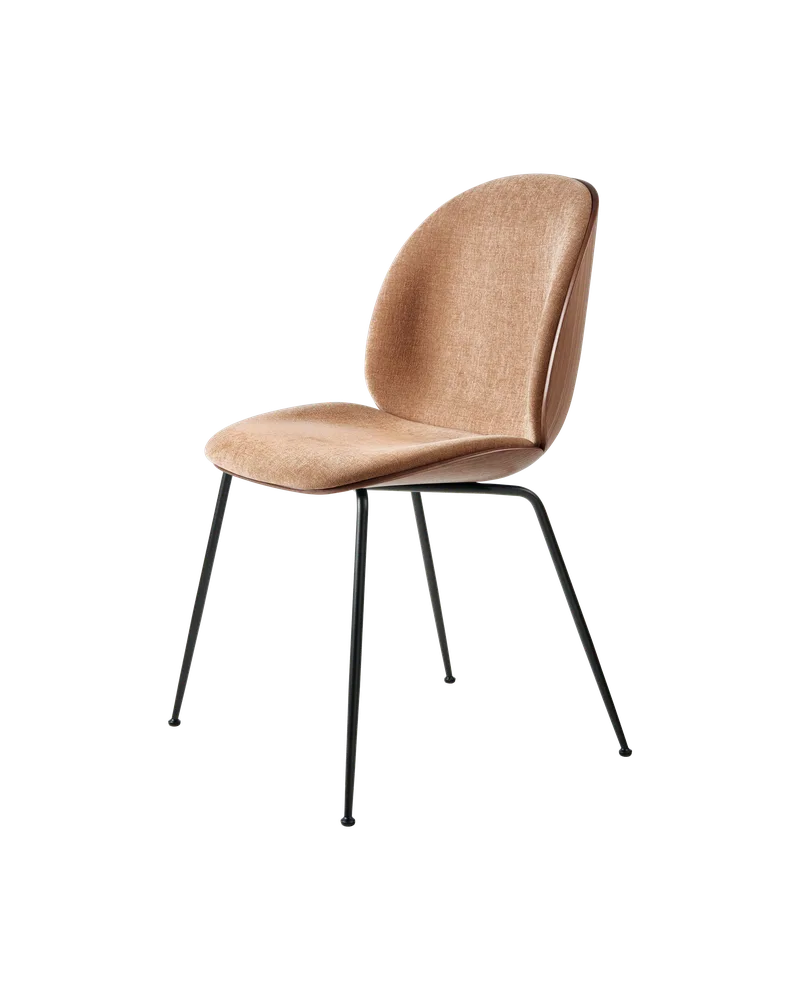Beetle Dining Chair, 3D Veneer & Front Upholstered by GUBI in Belsuede Special FR, Dedar (132, Standard), Matt Black, American Walnut Semi Matt Lacquered, EU – product photo 3 of 3