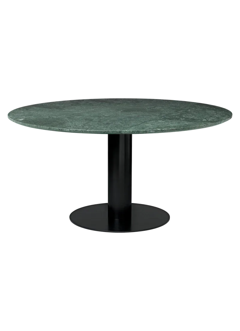 GUBI 2.0 Dining Table, Round by GUBI in Green Guatemala Marble, Ø150 cm, Black base – product photo