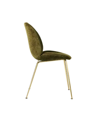 Beetle Dining Chair, Fully Upholstered van GUBI in Mumble, Glamour Group (40, Standard), Conic base, Brass Semi Matt – productfoto 2 van 5