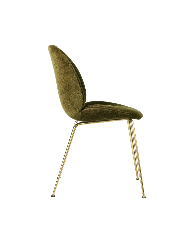Beetle Dining Chair, Fully Upholstered van GUBI in Mumble, Glamour Group (40, Standard), Conic base, Brass Semi Matt – productfoto 2 van 5