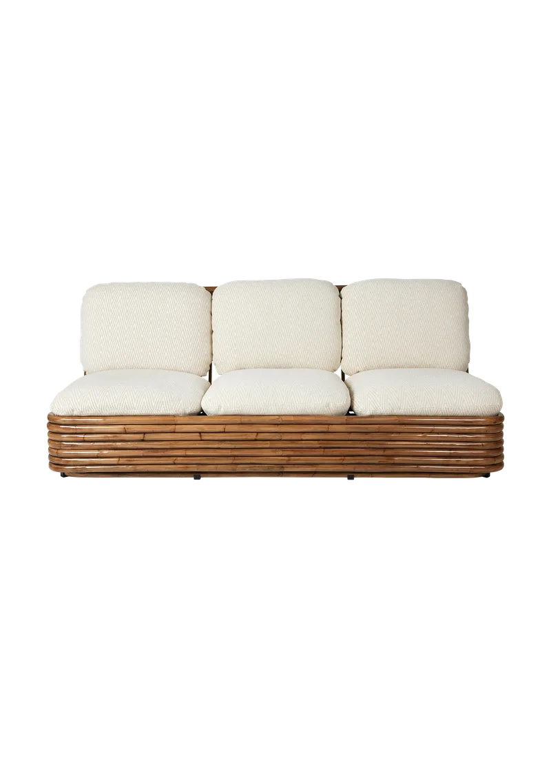 Bohemian 72 Sofa van GUBI in Chevron Outdoor FR, Dedar (002, Standard), Rattan, 3 seater – productfoto 1 van 5
