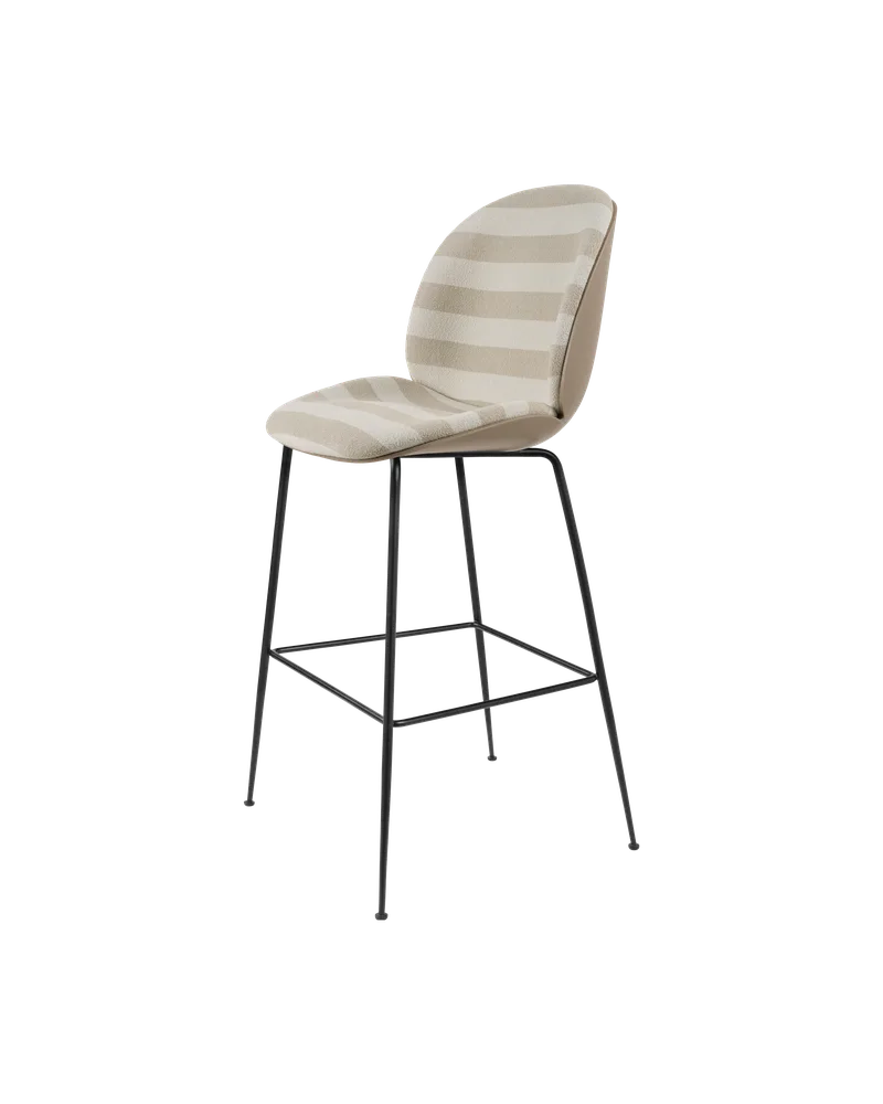 Beetle Bar Chair, 3D Veneer & Front Upholstered by GUBI in Kvadrat Sahco, Acca Stripe 0131, New Beige, Matt Black – product photo 4 of 4