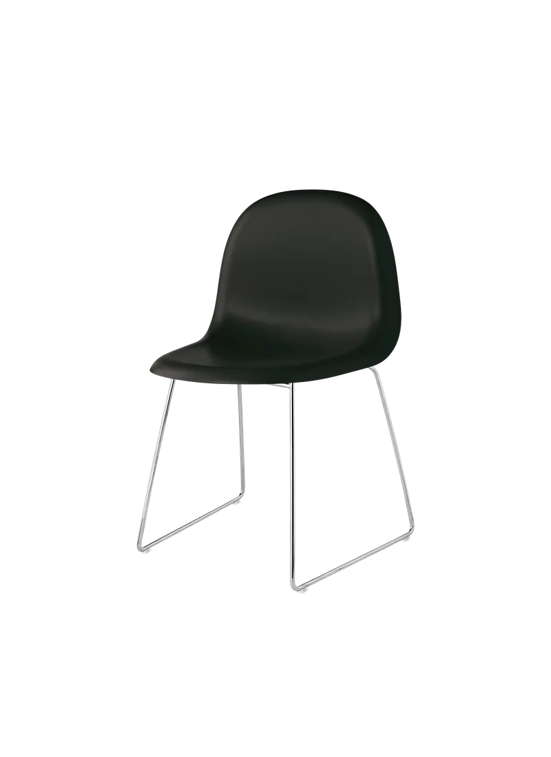 GUBI 3D Dining Chair, Un-Upholstered by GUBI in Black, Polished Stainless Steel, Sledge base – product photo