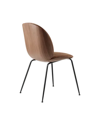 Beetle Dining Chair, 3D Veneer & Front Upholstered by GUBI in Belsuede Special FR, Dedar (132, Standard), Matt Black, American Walnut Semi Matt Lacquered, EU – product photo 2 of 3