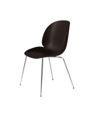 Beetle Dining Chair, Un-Upholstered by GUBI in Mocha Brown, Conic base, Chrome – product photo 3 of 3