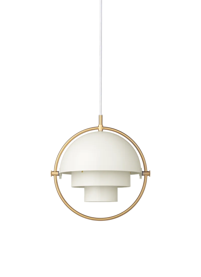 Multi-Lite Pendant by GUBI in White Semi Matt, Brass, Ø32 × 16 cm, EU – product photo