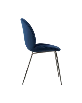 Beetle Dining Chair, Fully Upholstered von GUBI in Sunday, Dedar (003, Standard), Conic base, Black Chrome – Produktfoto 2 von 5