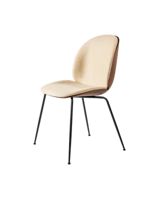 Beetle Dining Chair, 3D Veneer & Front Upholstered by GUBI in Flair Special FR, Dedar (134, Standard), Matt Black, American Walnut Semi Matt Lacquered, EU – product photo 3 of 3