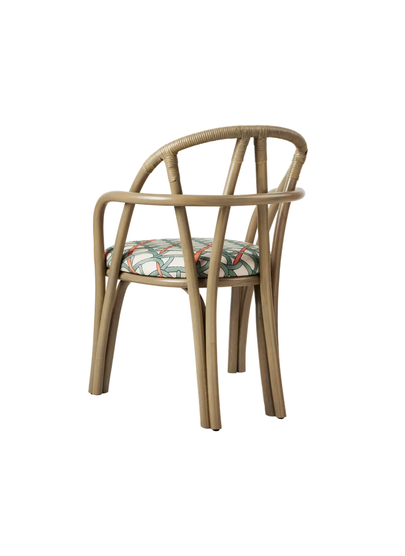 Bistra Dining Armchair by GUBI in Reales Pattern, GUBI (001, Standard), Olive Stained Rattan – product photo 2 of 7