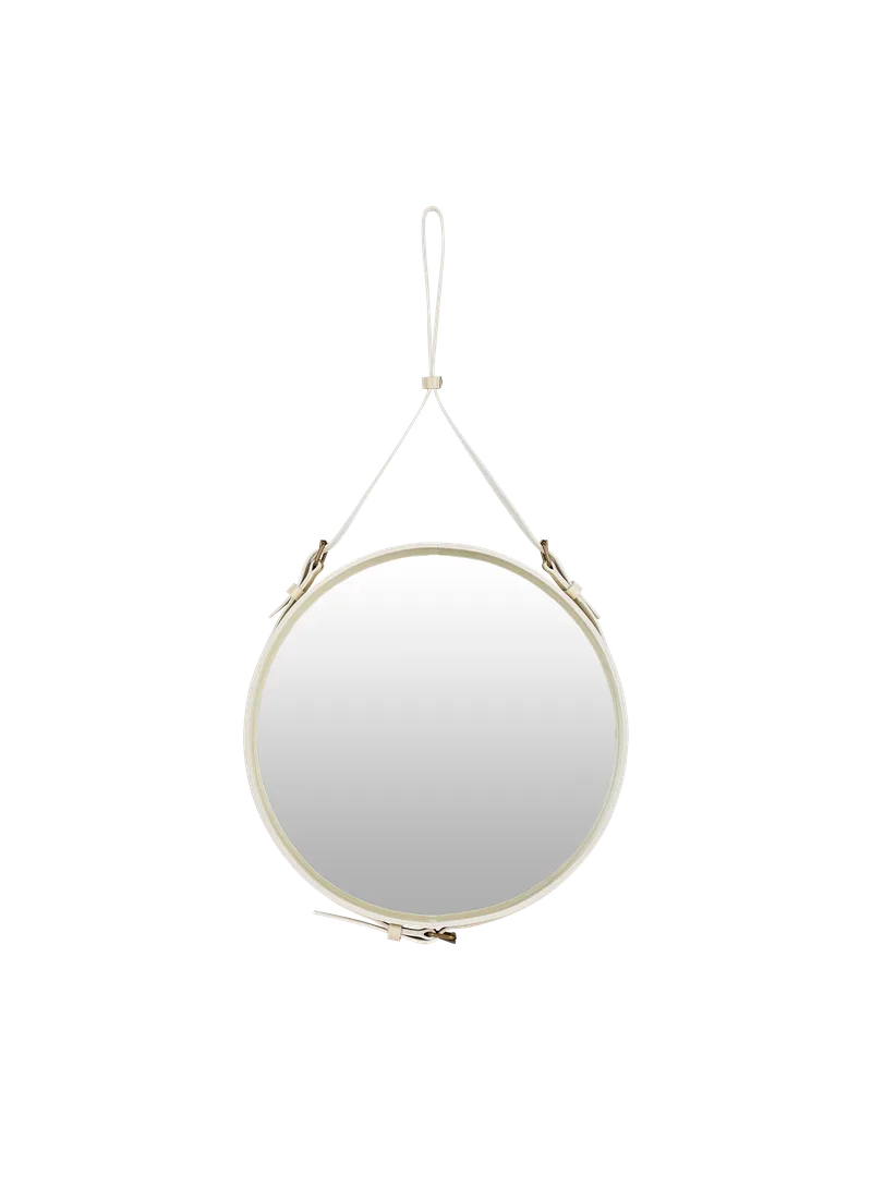 Adnet Wall Mirror, Circular by GUBI in Cream Leather, Ø58 cm – product photo 4 of 4