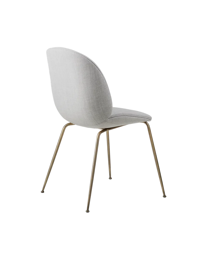 Beetle Dining Chair, Fully Upholstered von GUBI in Remix 3, Kvadrat (123, Standard), Conic base, Antique Brass – Produktfoto 3 von 5