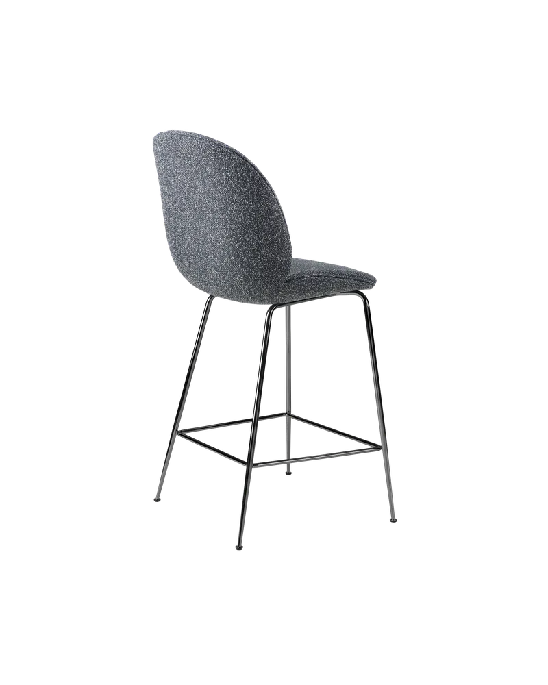 Beetle Counter Chair, Fully Upholstered von GUBI in Conic base, Black Chrome, Around Bouclé, Dedar (023, Standard) – Produktfoto 3 von 4
