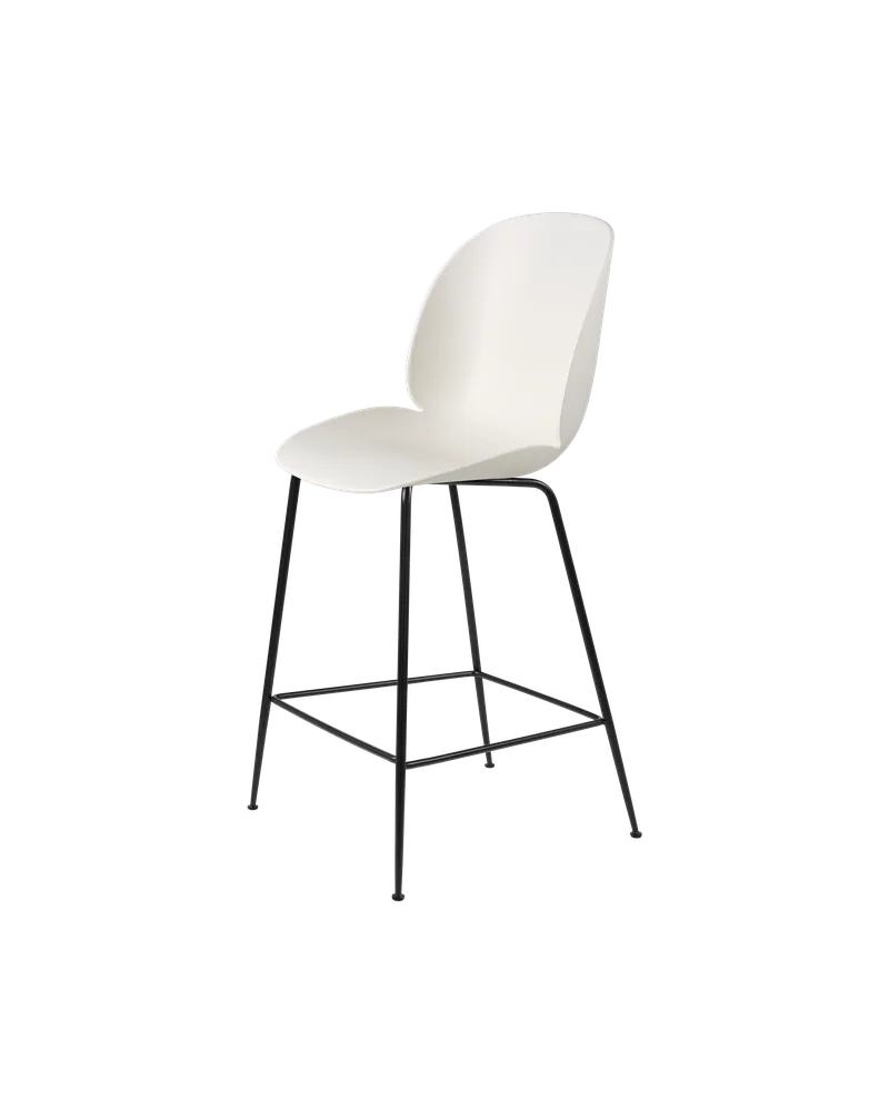 Beetle Counter Chair, Un-Upholstered by GUBI in Alabaster White, Matt Black, Conic base – product photo 3 of 3