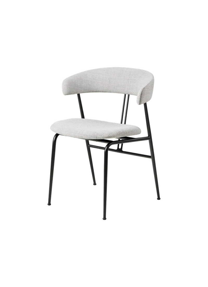 Violin Dining Chair, Fully Upholstered by GUBI in Remix 3, Kvadrat (123, Standard), Black – product photo