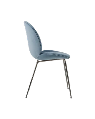 Beetle Dining Chair, Fully Upholstered von GUBI in Sunday, Dedar (002, Standard), Conic base, Black Chrome – Produktfoto 2 von 5