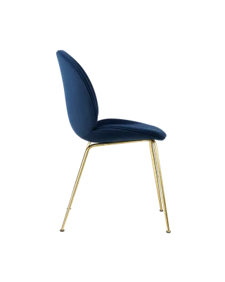 Beetle Dining Chair, Fully Upholstered by GUBI in Sunday, Dedar (003, Standard), Conic base, Brass Semi Matt – product photo 2 of 5