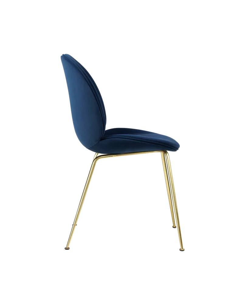 Beetle Dining Chair, Fully Upholstered by GUBI in Sunday, Dedar (003, Standard), Conic base, Brass Semi Matt – product photo 2 of 5