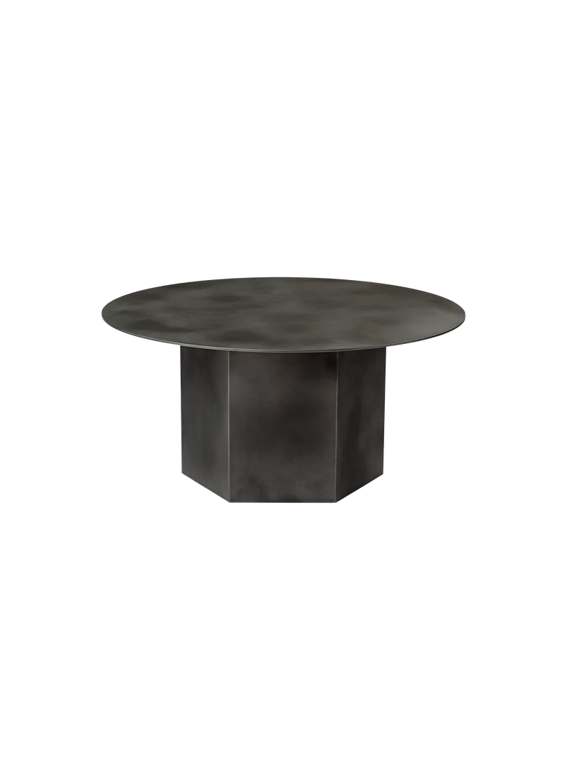 Epic Coffee Table, Round van GUBI in Misty Gray Steel, Misty Gray Steel, Ø80 cm – productfoto