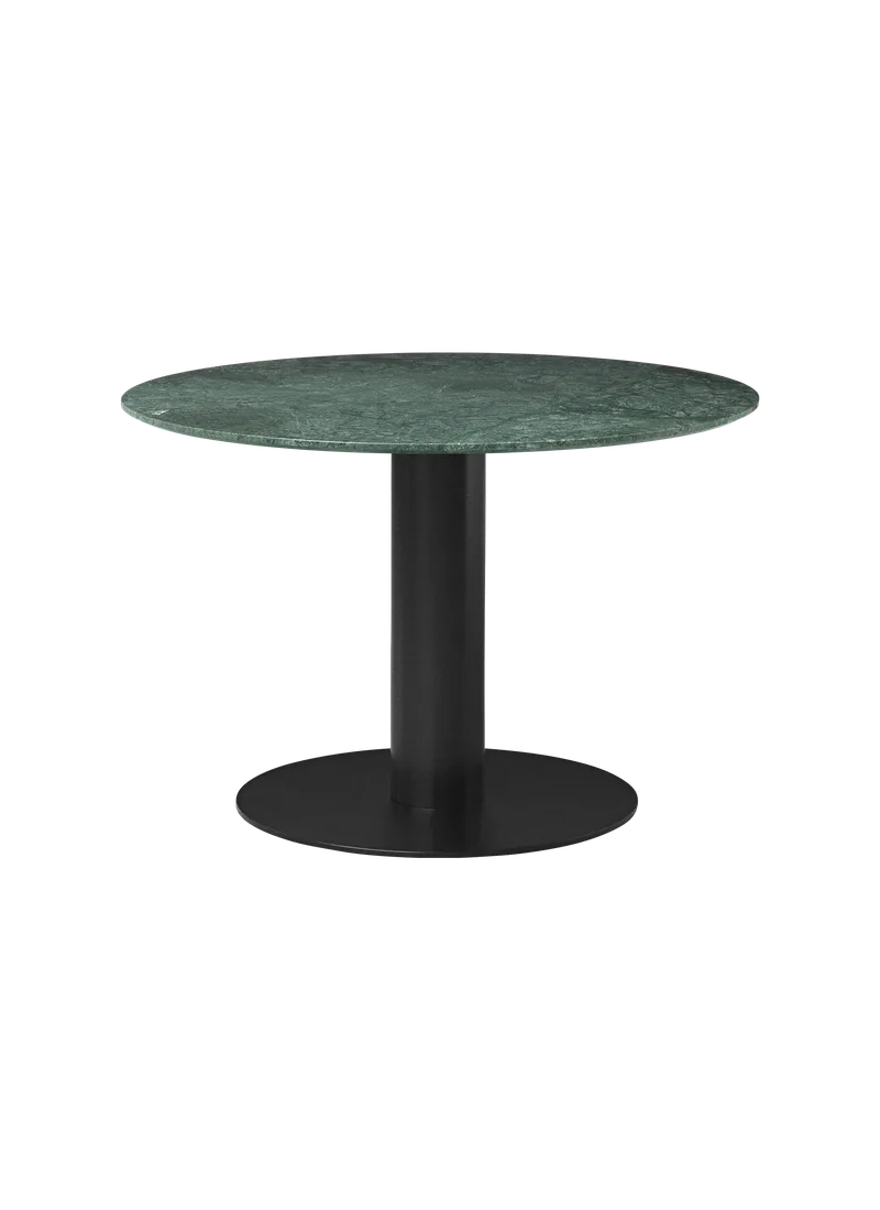GUBI 2.0 Dining Table, Round von GUBI in Green Guatemala Marble, Ø110 cm, Black base – Produktfoto